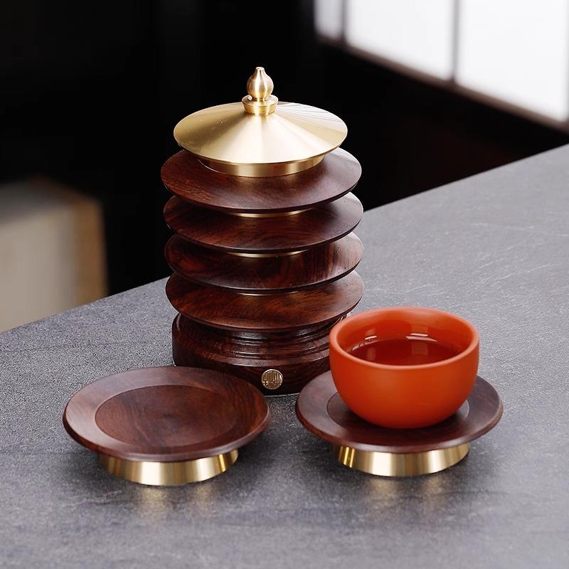 功夫茶具配垫件茶杯实木桌品防茗杯隔热烫垫茶礼YCP-宝塔仪敬茶垫