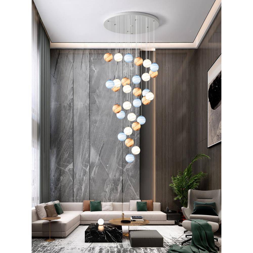 楼梯3吊简灯北欧创意个性D月球旋转lf月球楼梯t客厅o长吊灯现代约