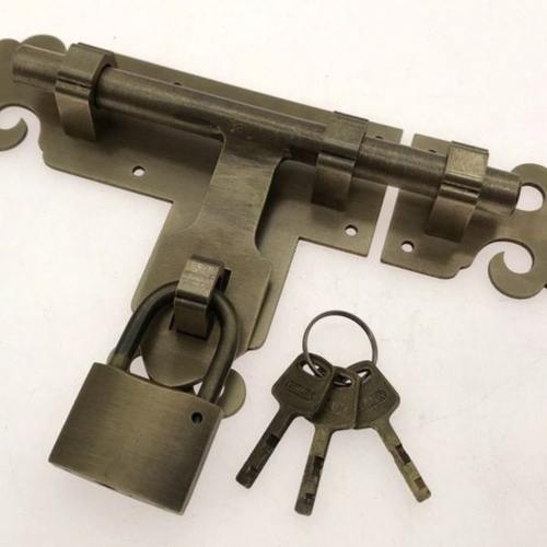 门栓明装插销中式仿古纯铜大门锁扣复古左右木门闩门扣门销子包邮