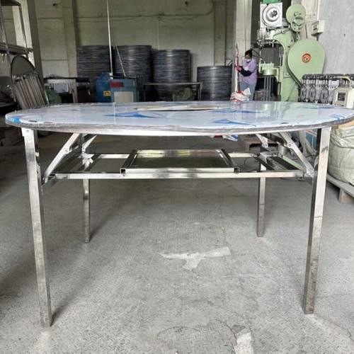 加厚全不锈钢放卡式炉火锅桌配钢圈炉架方桌圆桌摆摊餐桌可定制