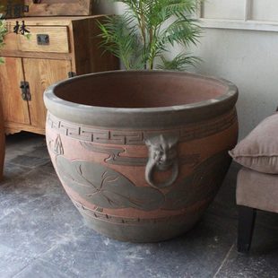 超大陶瓷大缸庭院大水缸狮头荷花缸门海缸盆1.2米直径养鱼景观盆