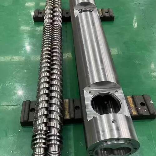 山锥双螺杆形挤出舟机PV607C塑料管材型材挤出塑炮筒螺杆成型料机