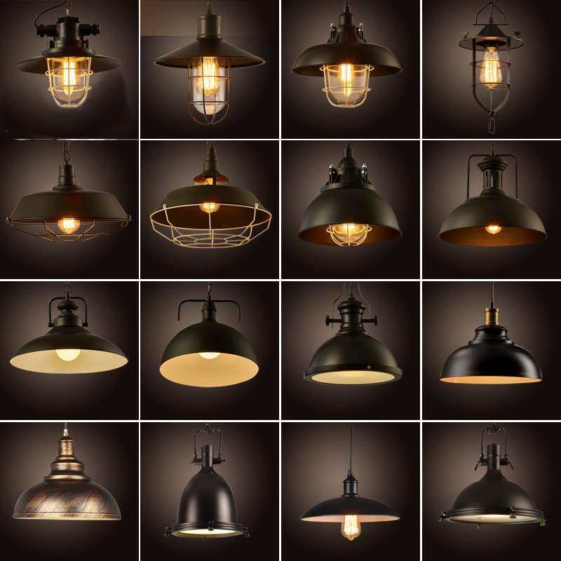 Loft北欧铁艺灯美式工业风乡村仓库复古创意吧台餐厅单头锅盖吊灯