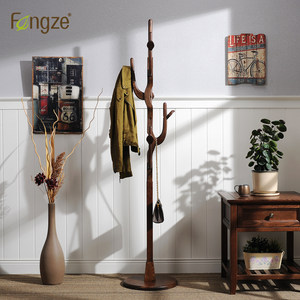 Fengze家居简约衣帽架落地实木创意卧室小家具挂衣架树形FZ-901