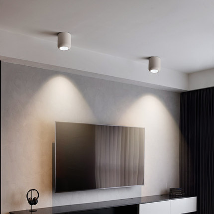 明装筒灯led射灯吸顶圆形工装免开孔工程照明店铺写字楼cob天花灯