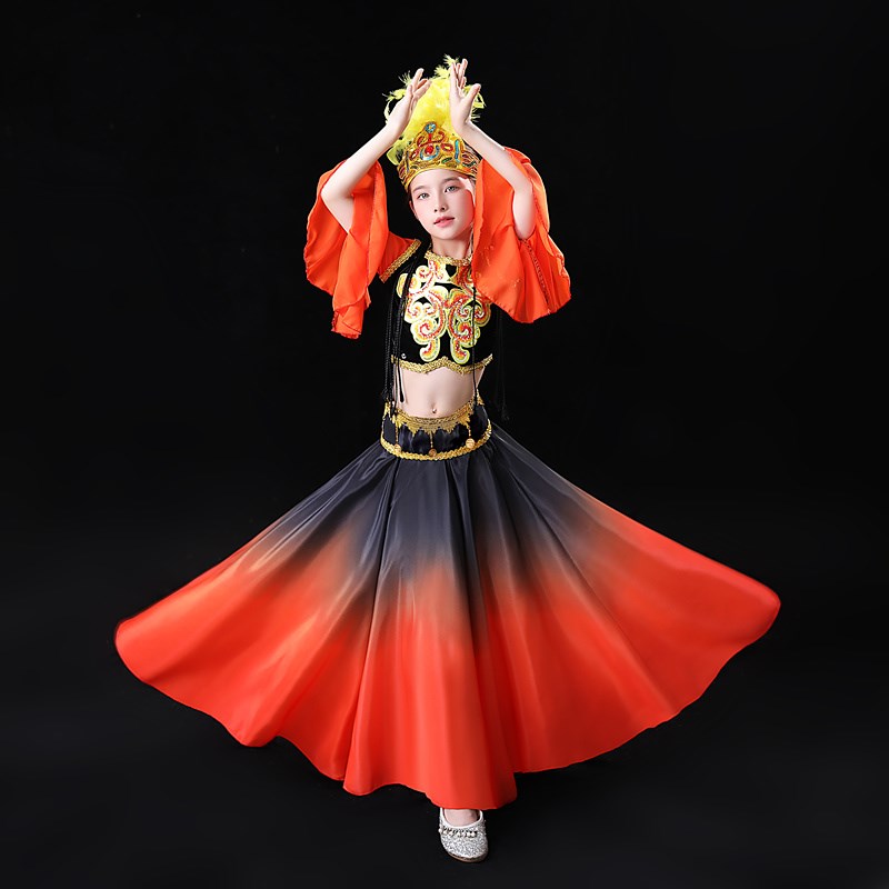 新疆舞蹈演出服儿童少数民族服装维吾族舞蹈小小古丽幼儿园演出服