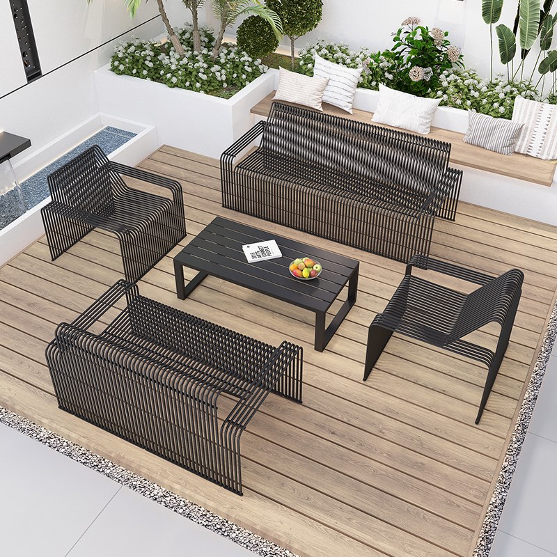 铝合金户外沙发防晒防水铁艺室外庭院阳台休闲阳光房家具茶几双人