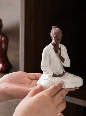 久造创意陶瓷中国风美女人物摆件禅意鱼缸造景家居客厅中式装饰品