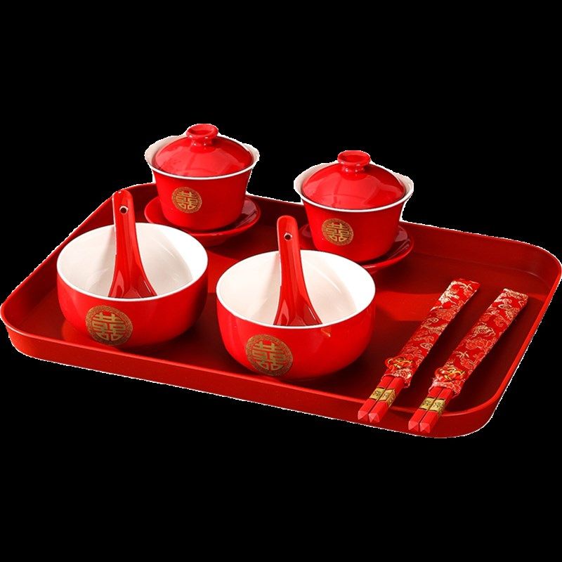 喜碗结婚对碗筷勺套装红色一对陶瓷碗女方陪嫁专用饺子碗婚庆用品,节庆用品/礼品,喜碗/敬茶杯,淘宝优惠券,粉丝福利购,淘宝优惠卷