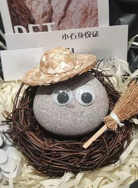 思瑞月阁可以养的小宠物石头装饰配件宠物适合小孩子养的网红帽子
