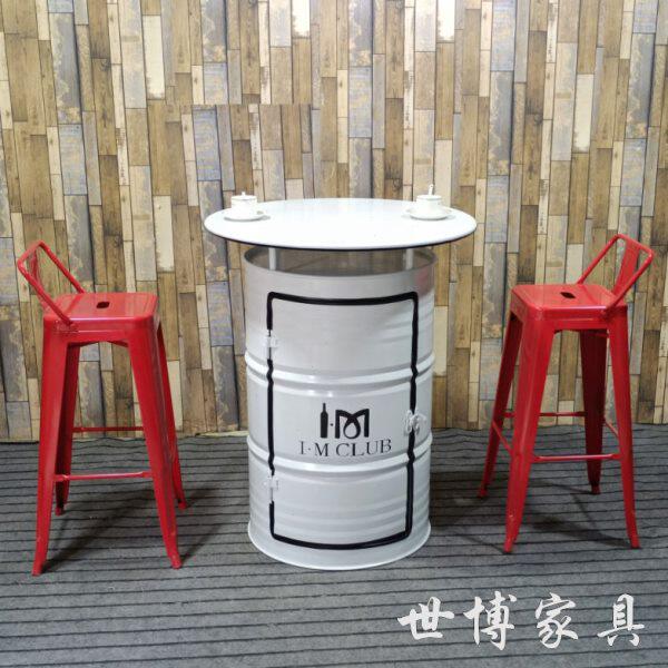 创意油桶酒吧桌吧台高脚凳ktv咖啡馆休闲茶几工业风铁艺洽谈桌椅