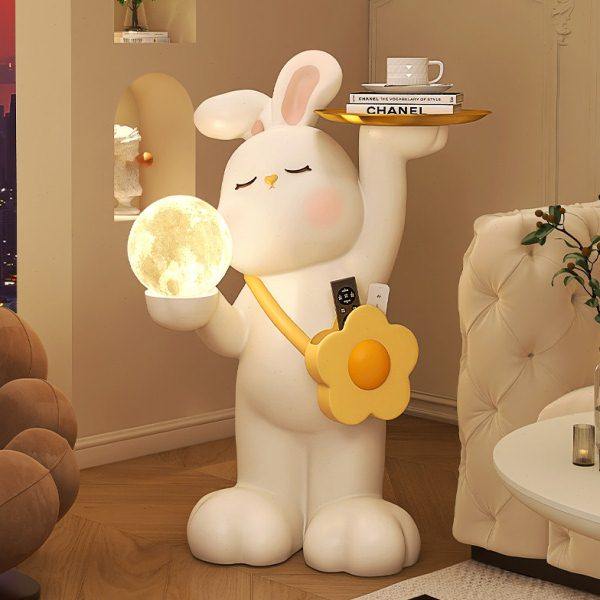 兔子大型落地摆件奶油风客厅沙发旁电视柜搬家乔迁新家居礼品好物,家居饰品,落地摆件,淘宝优惠券,粉丝福利购,淘宝优惠卷