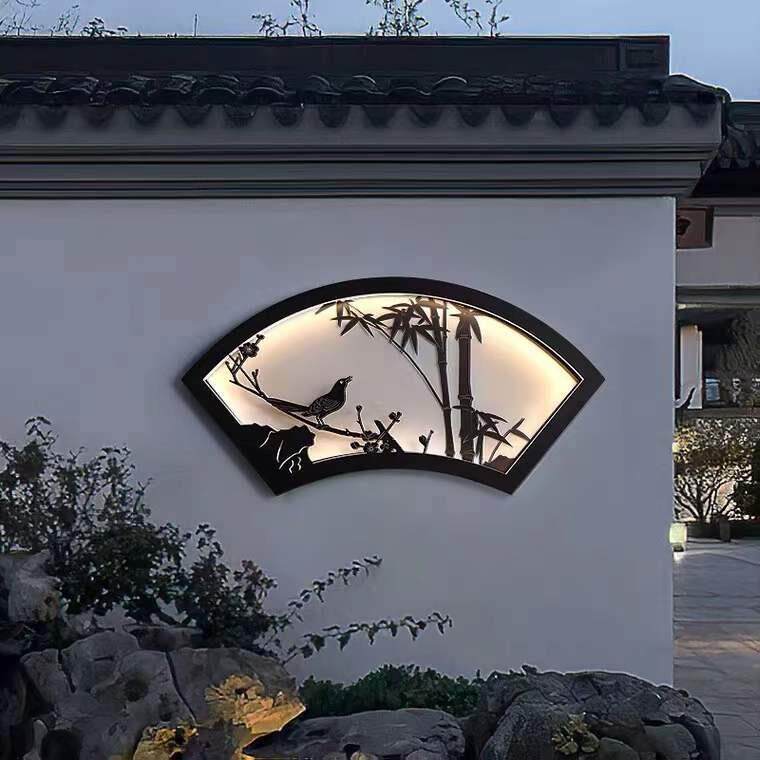 简约防新中式LED水灯中国风庭院壁名玛照明别墅公园仿古创意壁扇