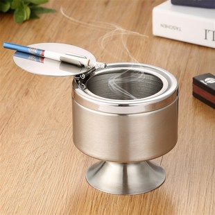 防风 鼓型不锈钢烟灰缸个性 带盖 创意欧式 烟缸 鼓形防风烟缸车用
