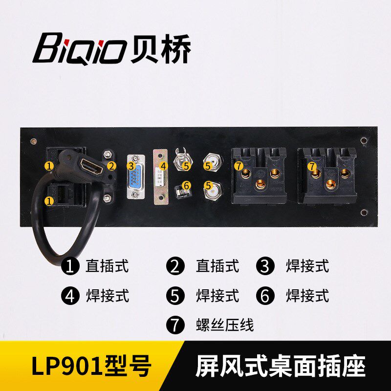 LP902多功能桌面插座铝合金面板墙壁插座多媒体屏风桌插厂家直销