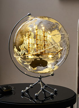 透明地球仪摆件轻奢客厅高级装饰品办公室桌面书房家居电视柜