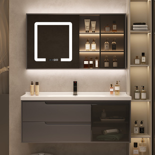 欧帝奴现代简约实木浴室柜组合陶瓷一体盆卫生间洗脸洗手洗漱盆柜