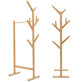 家用创意卧室衣帽架竹木落地挂衣架简易客厅转角玄关衣服架置物架