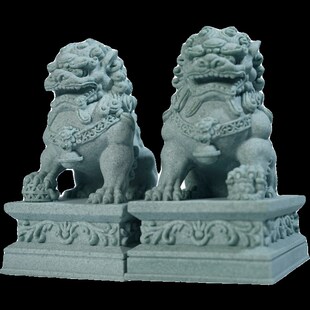 石狮子小摆件一对镇宅看门石雕喜狮麒麟茶宠鱼缸造景桌面装饰礼物