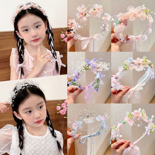 儿童发饰公主裙头花宝宝古风花环头箍女孩不勒头发箍发卡新款头饰