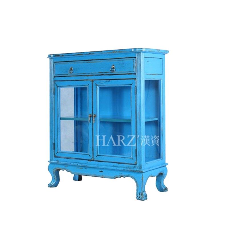 【园主专购】餐柜双门玻璃餐柜厨房柜收纳柜简约碗盘柜酒柜彩漆