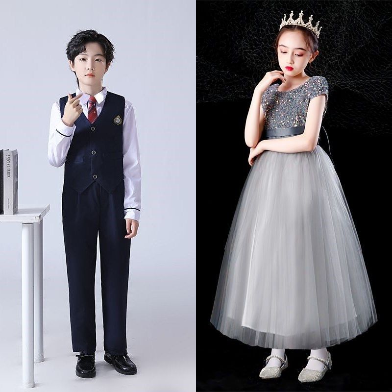 儿童礼服公主裙洋气男童高端秋季冬轻奢小众高端钢琴表演诗歌朗诵