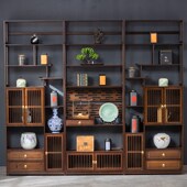 新中式 多宝阁博古架茶叶展示陈列柜客厅古董小摆件置物架子隔断架