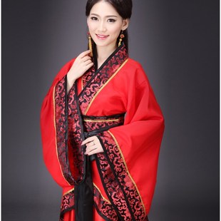 新款演出服唐装汉服直裾曲裾男女情侣古代汉代结婚服中式婚礼服装