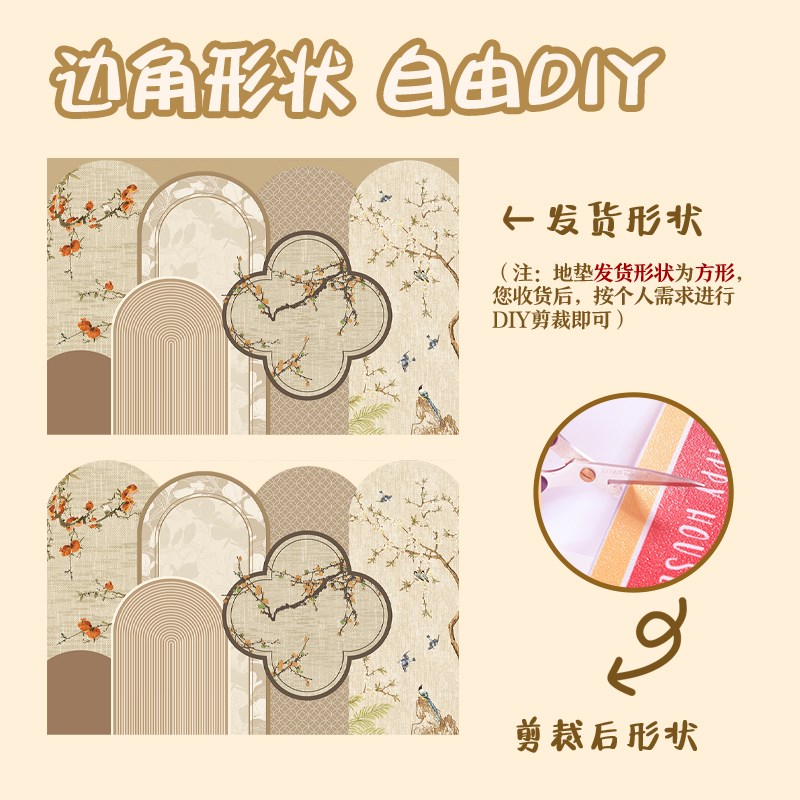 皮革入户门地垫新中式蝴蝶地毯进门免洗可擦防水皮革脚垫室内门垫