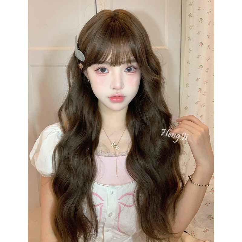 哼唧假发女长卷发lolita逼真空气刘海假发全头套式假发