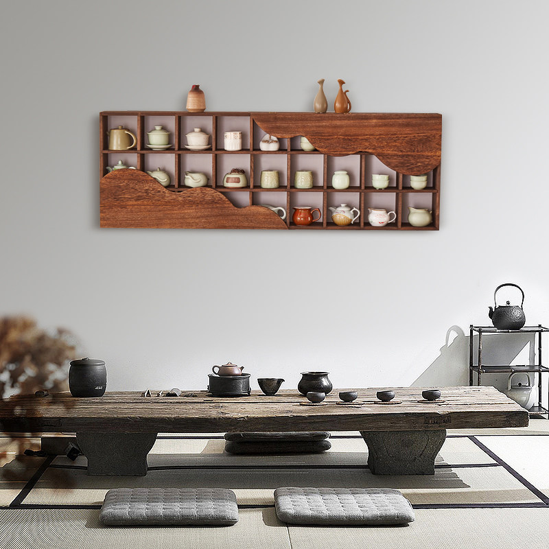 实木壁挂博古架多宝阁墙上置物架茶具杯子展示架茶壶收纳架古董架,住宅家具,多宝格/博古架,淘宝优惠券,粉丝福利购,淘宝优惠卷