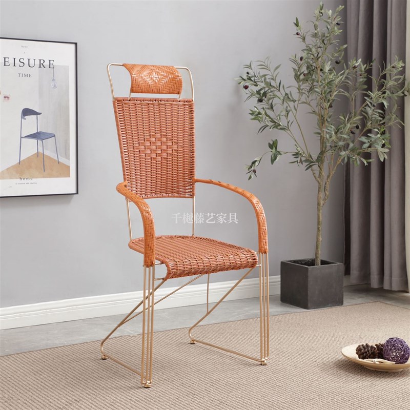 藤椅休闲简约高靠背办公椅子铁艺藤编织阳台腾椅靠背现代电脑麻将