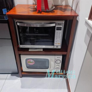 全实木厨房置物架烤箱架子家用多功能I收纳架可移动微波炉置物架