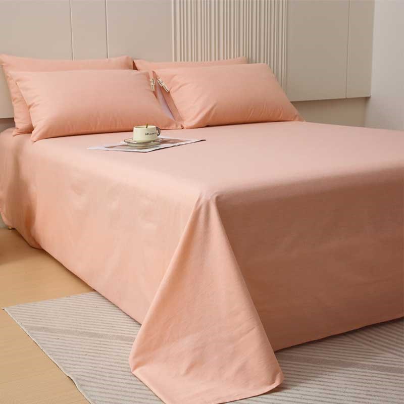 秋冬粉色全棉磨毛床单单件纯棉加厚一米五被单三件套女大床榻榻米