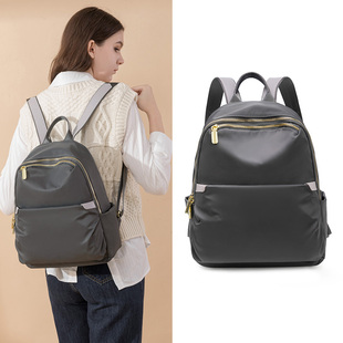质感耐用轻便牛津布背包学院风学生书包旅游双肩包女通勤百搭灰色