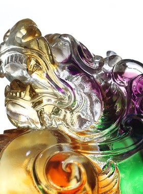 琉璃招财貔貅摆件一对貔貅居家客厅装饰招财工艺品公司开业礼品