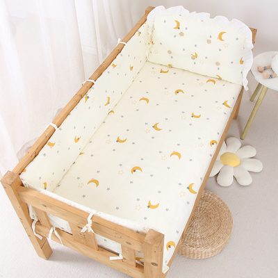 婴儿床床围栏软包防撞a类纯棉加高防摔四件套五件套拼接床围挡布