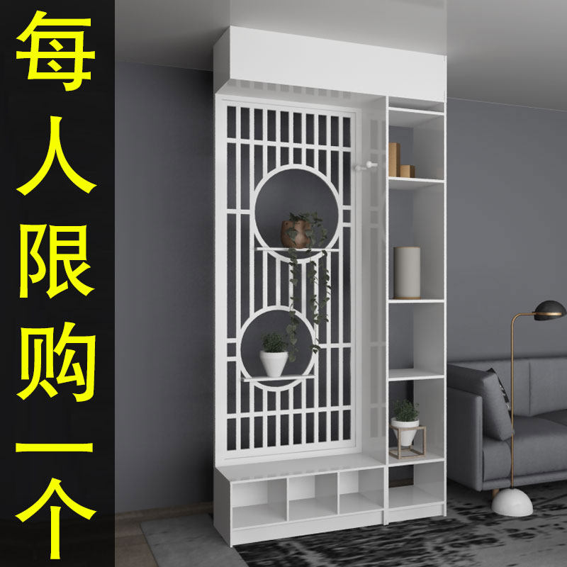 玄关柜到顶屏g风隔断雕花镂空简约现代隔断柜客厅白色折屏双面门