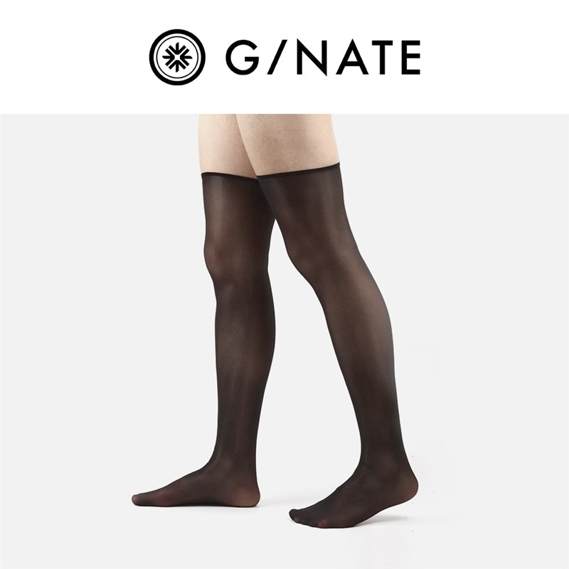 及图GNATE男士长筒丝袜无痕油亮长筒丝袜正装长筒袜丝袜透明3双装