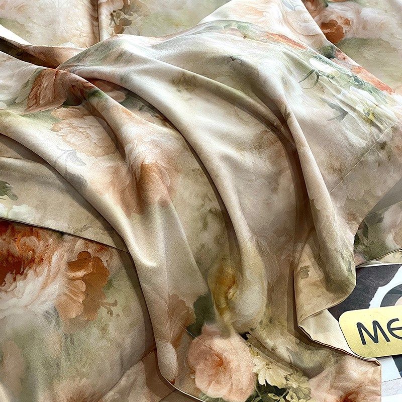 美式田园风印花全棉100S床单四件套纯棉印花被套裸睡亲肤床上用品