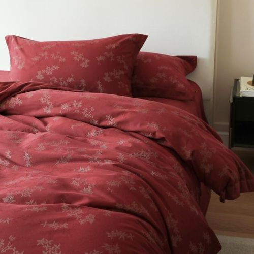 中式婚庆红色纯棉60支提花四件套超柔水洗小碎花高级结婚床上用品