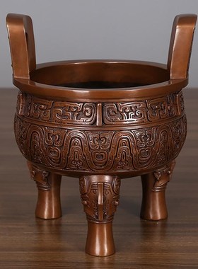 紫铜克鼎摆件纯铜鼎开业礼品千秋鼎盛中式家居客厅办公室装饰摆件