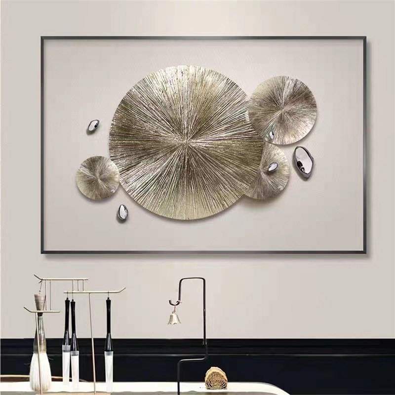 现代立体金箔画玄关餐厅卧室书房实物手工装饰R画沙发背景墙壁画
