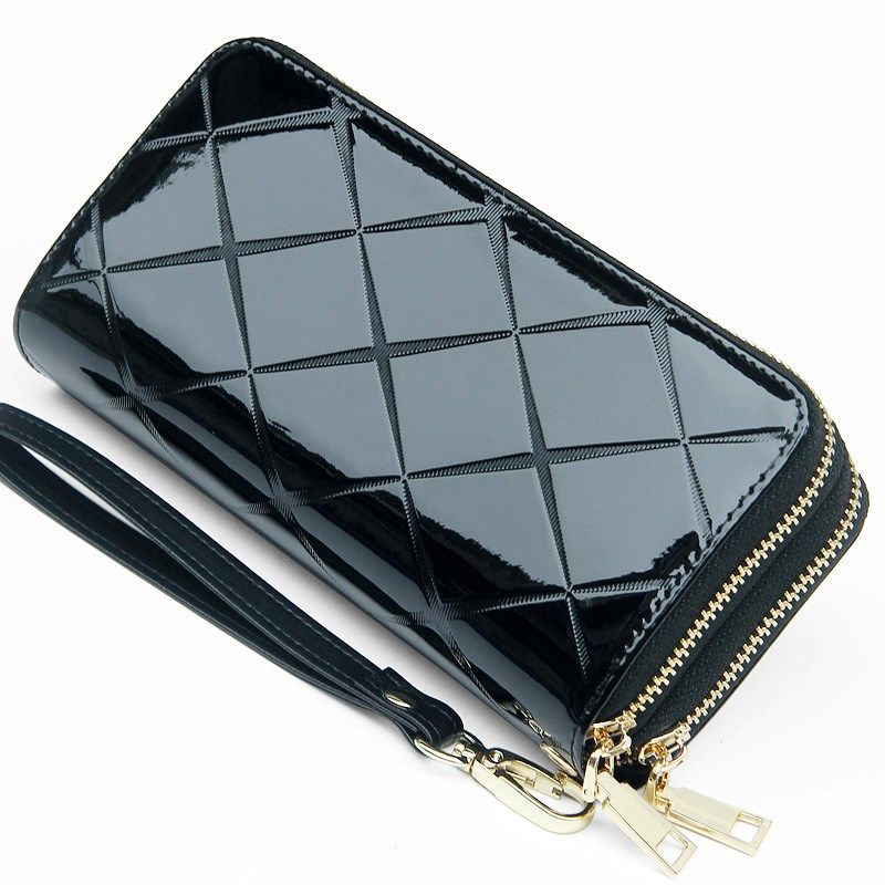 手包女小包手拿腕包2024新款高级感黑色钱包可放手机精致高档漆皮