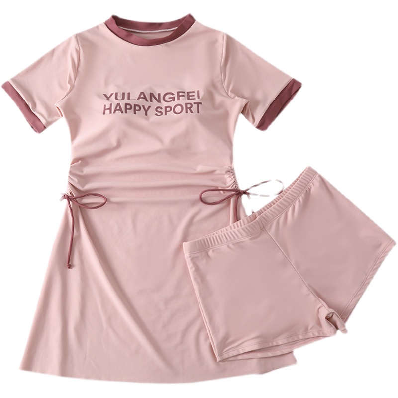 微胖女孩泳衣女款分体式保守游泳衣大码胖mm遮肉显瘦带胸垫泡温泉