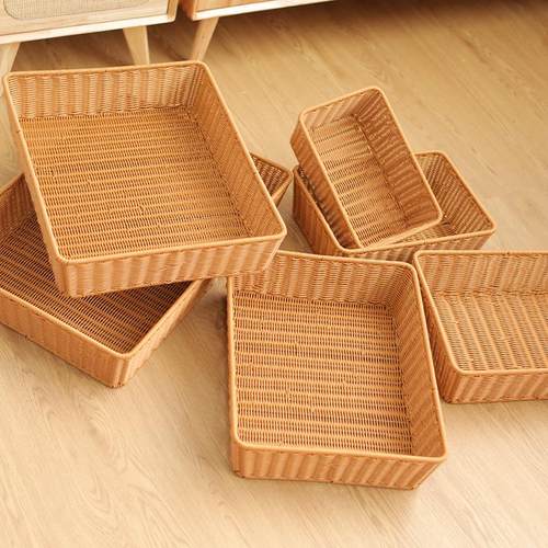 塑料编收纳筐大号厨房洗菜沥水篮摆放零食水果篮长方形超市货架篮