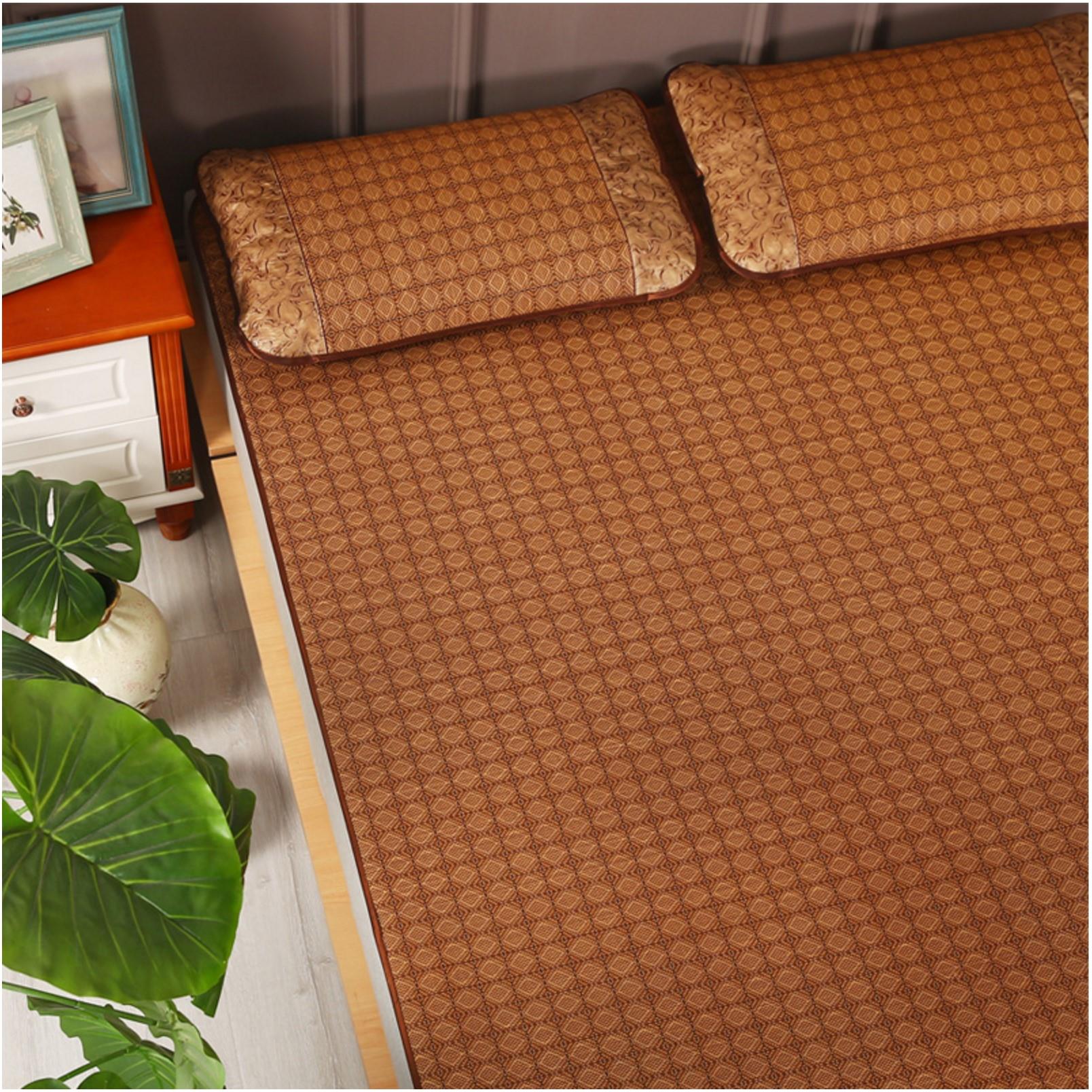 夏季藤席三件套冰丝席凉席1.8m床1.5米1.2可折叠双面席子宿舍凉席