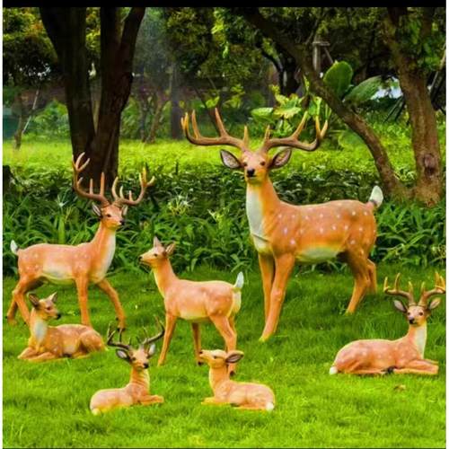 玻璃钢售楼处雕塑摆件户外仿真动物梅花鹿摆件幼儿园商场装饰摆件