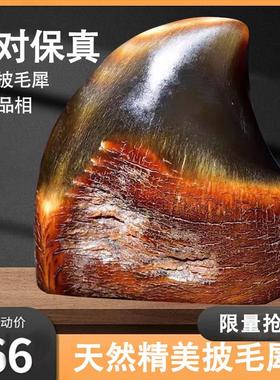 【保真】披毛犀整角装饰品小摆件珍贵收藏精美手把件角角