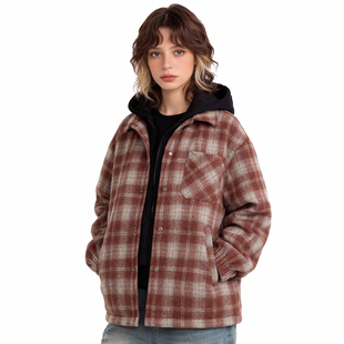 88rising复古街头格纹假两件连帽夹克男春秋宽松休闲百搭情侣外套